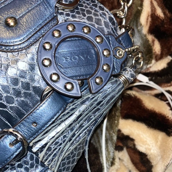 Coach Bag Exotic Embossed Python Leather Sierra Carryall Cobalt NWT 17551 Charms